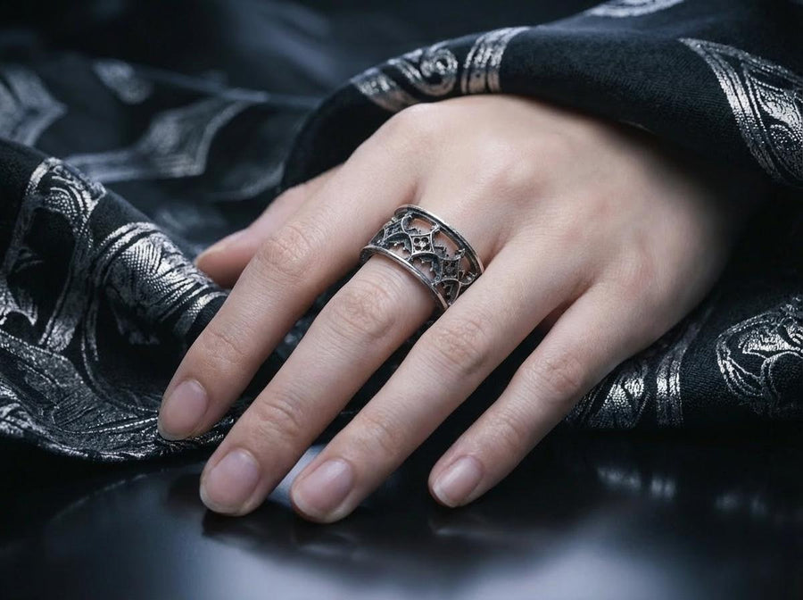 silver gothic	gothic style	statement ring	rare ring	Cathedral ring	gothic architecture	medieval (etsy image id: 4214333624)