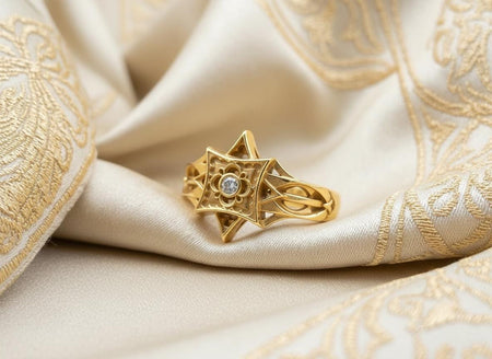 The Compass ring is reimagined in 14k White Gold. The transformation turns the "Iron Star" into a "Celestial Light." The white gold enhances the icy brilliance of the central stone, making the whole ring appear to glow like a star. This version feels sleek, modern, and ethereal, perfect for a winter wedding or a "Moon Goddess" aesthetic. (etsy image id: 7452214902)