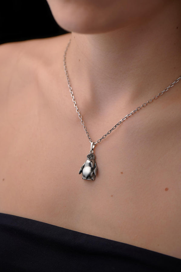 Sterling Silver Penguin Pendant, Loneliness totem, Nihilist talisman, Handmade Animal Necklace, Penguin Jewelry Gift, Cute Wildlife Charm (etsy image id: 7702525773)