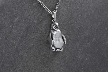 Sterling Silver Penguin Pendant, Loneliness totem, Nihilist talisman, Handmade Animal Necklace, Penguin Jewelry Gift, Cute Wildlife Charm (etsy image id: 7702525773)