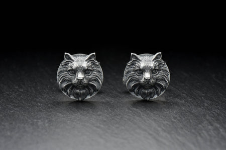Sterling  Silver Maine Coon Cufflinks, Handmade Pet Cufflinks, Pet Jewelry, Cat Cufflinks, Gift For Him, Cat Jewelry, Men Silver Jewelry (etsy image id: 7759115164)