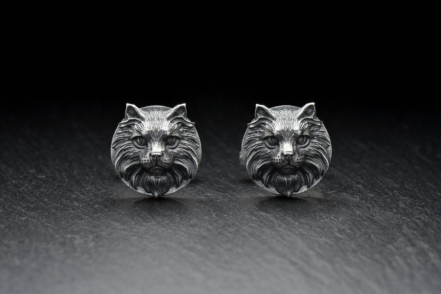 Sterling  Silver Maine Coon Cufflinks, Handmade Pet Cufflinks, Pet Jewelry, Cat Cufflinks, Gift For Him, Cat Jewelry, Men Silver Jewelry (etsy image id: 7759115164)