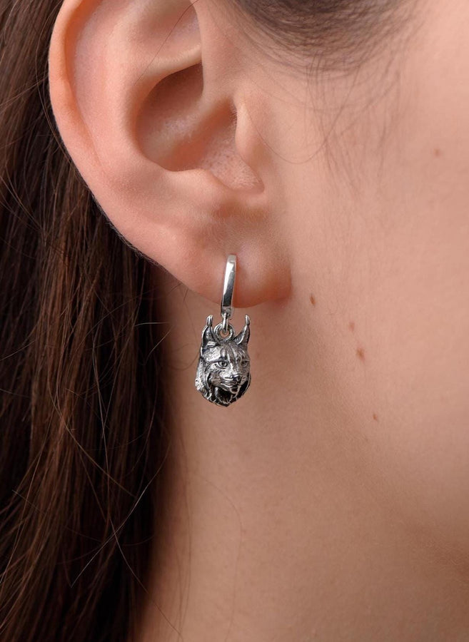 Sterling Silver Lynx Earrings: Handmade Animal Jewelry (etsy image id: 4742948143)