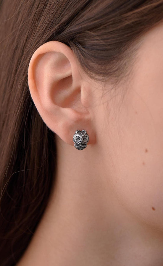 Sterling silver	animal earrings	animal jewelry	birds jewelry	Owl Earrings	Owl jewelry	owl house (etsy image id: 7416892201)