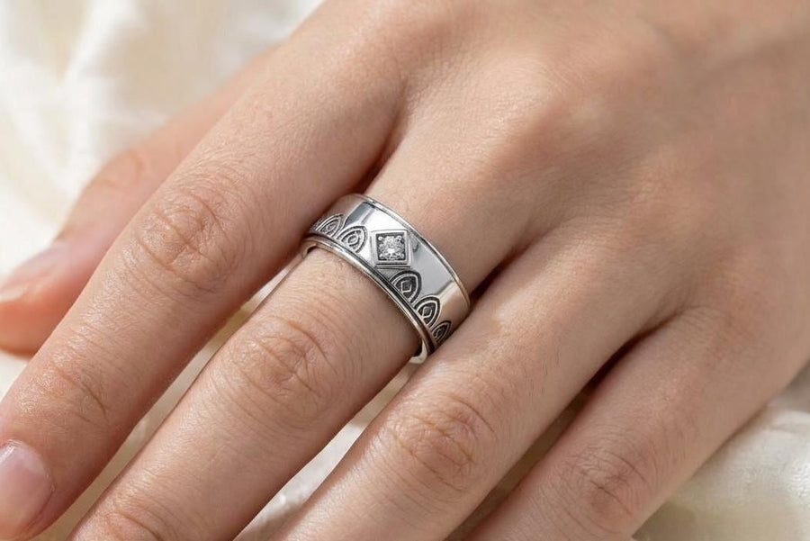 Bathed in soft, romantic light against elegant white silk, this alternative bridal set perfectly balances dark gothic architecture with traditional wedding luxury. The rings evoke a mysterious, dark academia atmosphere, capturing the timeless beauty of ancient stone cathedrals and eternal devotion. Designed for modern couples who appreciate history and non-traditional aesthetics, this matching wedding set is a profound symbol of a love story root (etsy image id: 7928015292)