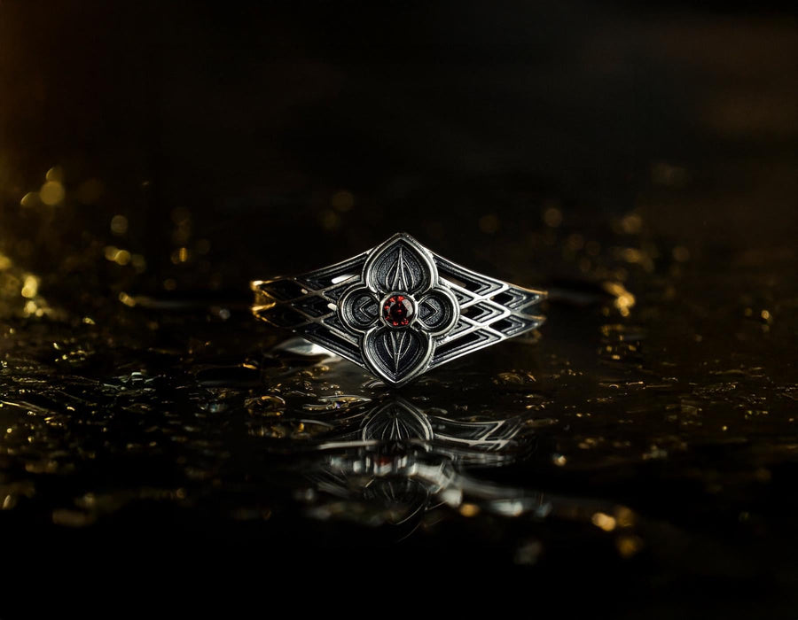 Sterling Silver Gothic Ring, Gemstone Ring, Handmade Goth Ring, Medieval Jewelry, Unique Wedding Ring, Holiday Gift, Vintage Ring, Gift Idea (etsy image id: 6997248198)