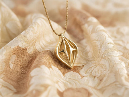 Alien Artifact Silver Pendant, Biomechanical Teardrop Necklace, Organic Geometric Amulet, Dark Sci Fi Jewelry, 3D Elven Cage Charm, Gold Plating