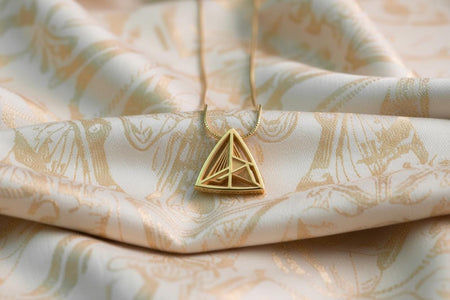 Architectural Silver Triangle Pendant, Geometric Statement Necklace, 3D Sacred Geometry Amulet, Dark Gothic Mens Jewelry, Gold plating