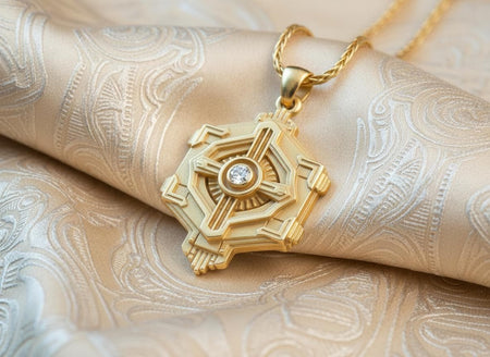 Unlock the aesthetic of a high-tech future with this solid 925 sterling silver cyberpunk data core pendant. Inspired by the precise engineering of sci-fi artifacts and dystopian technology, this avant-garde piece features a complex, multi-layered hexagonal design centered around a striking, faceted stone. Reimagined in 18k solid yellow gold, this futuristic robotic pendant transforms into a radiant sunlit artifact.The warm tones illuminate the sh