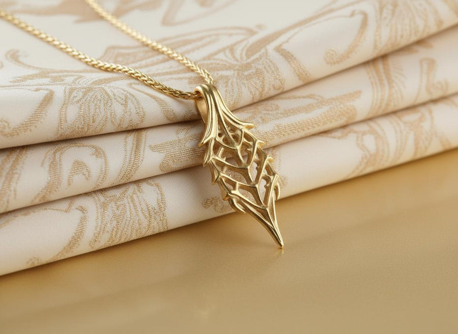 Intricate wireframe skeleton leaf design inspired by dark fantasy lore.