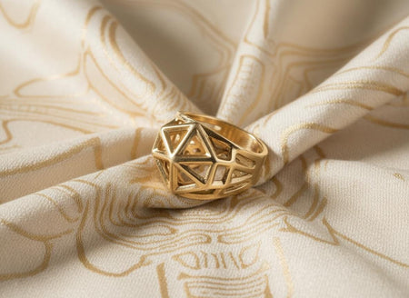 Sterling Silver Icosahedron Wireframe Ring, Brutalist Techwear Signet, Oxidized Polygon Band